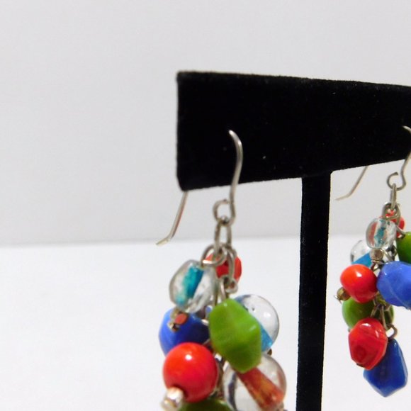 Beaded Cluster Dangle Earrings Multi Color - Picture 6 of 9